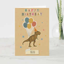 Cartão de aniversário T-Rex - Nome personalizado