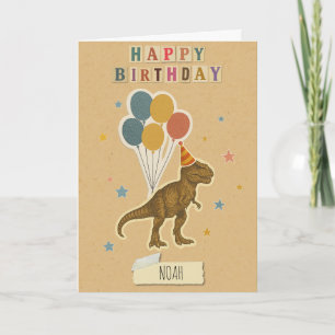 Cartão de aniversário T-Rex - Nome personalizado