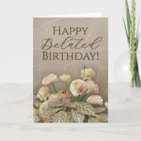 Cartão de Aniversário Tardio Floral Neutro