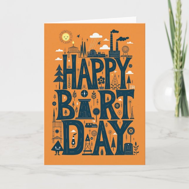 Cartão de Aniversário Tipográfico Divertido (Frente)