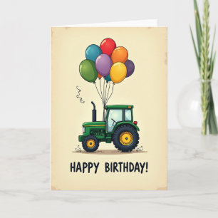 Cartão de Aniversário Trator de Balões