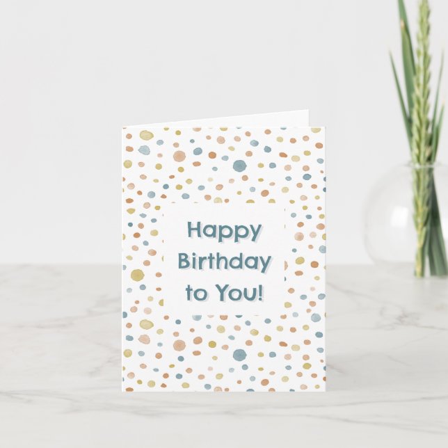 Cartão de Aniversário Trey Confetti Watercolor Dot (Frente)