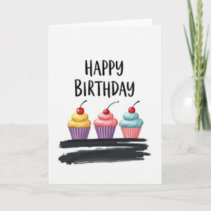 Cartão de Aniversário Trio de Bolo Doce