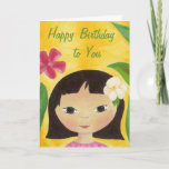 Cartão de aniversário tropical da menina<br><div class="desc">Cartão de aniversário bonito para uma menina que goste de ilhas e de flores tropicais,  especialmente Havaí.</div>