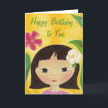 Cartão de aniversário tropical da menina<br><div class="desc">Cartão de aniversário bonito para uma menina que goste de ilhas e de flores tropicais,  especialmente Havaí.</div>