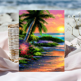 Cartão de Aniversário Tropical de Flor Personaliza