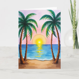 Cartão de Aniversário Tropical Sunrise