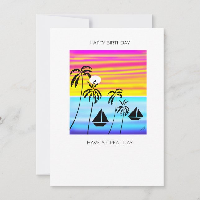 Cartão de Aniversário Tropical Tropical Sunset (Frente)