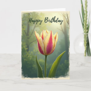 Cartão de Aniversário Tulipa Elegante