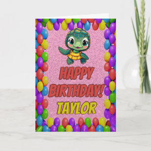 Cartão de Aniversário Turtle Personalizado