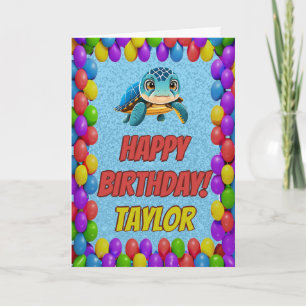 Cartão de Aniversário Turtle Personalizado