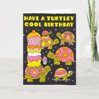 Cartão de Aniversário Turtley Cool com Letterpress