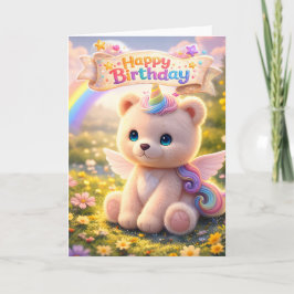 Cartão de aniversário unicórnio ursinho