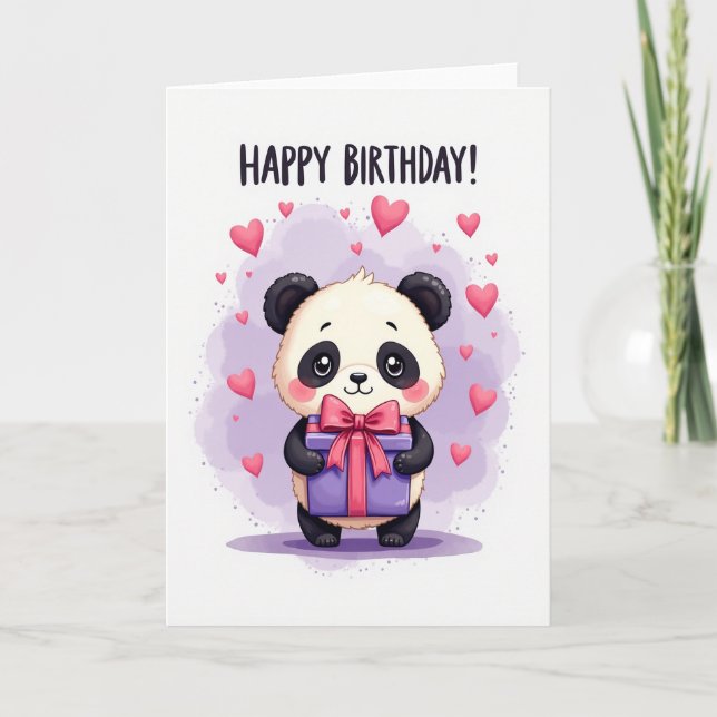 Cartão de Aniversário Urso Doce Presente (Frente)