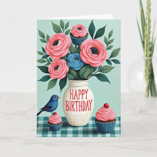 Cartão de Aniversário Vaso Vibrante