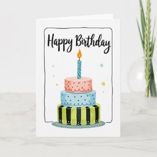 Cartão de Aniversário Vela Azul