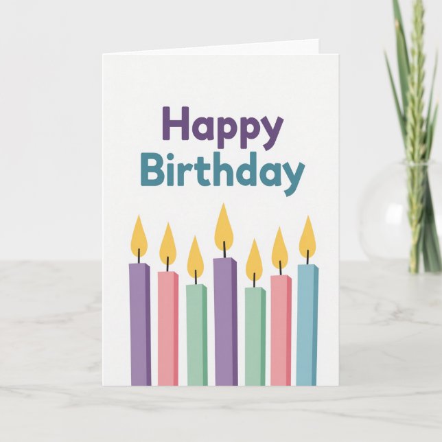 Cartão de Aniversário Vela Roxa Turquesa (Frente)