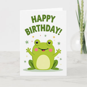 Cartão de Aniversário Verde Alegre