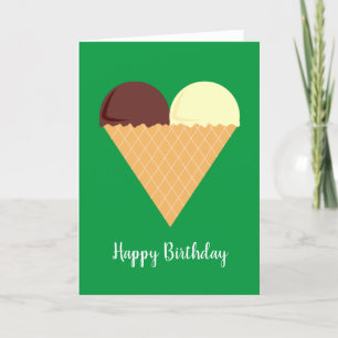 Cartão de Aniversário Verde Ice-Creme Choc Banana