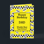 Cartão de Aniversário Verificado Do Taxi Cab<br><div class="desc">Cartão de aniversário de táxi amarelo e preto,  perfeito para taxistas de táxi no mundo inteiro. Todo o texto na frente e no dentro é personalizável,  então você pode adicionar suas próprias mensagens pessoais</div>