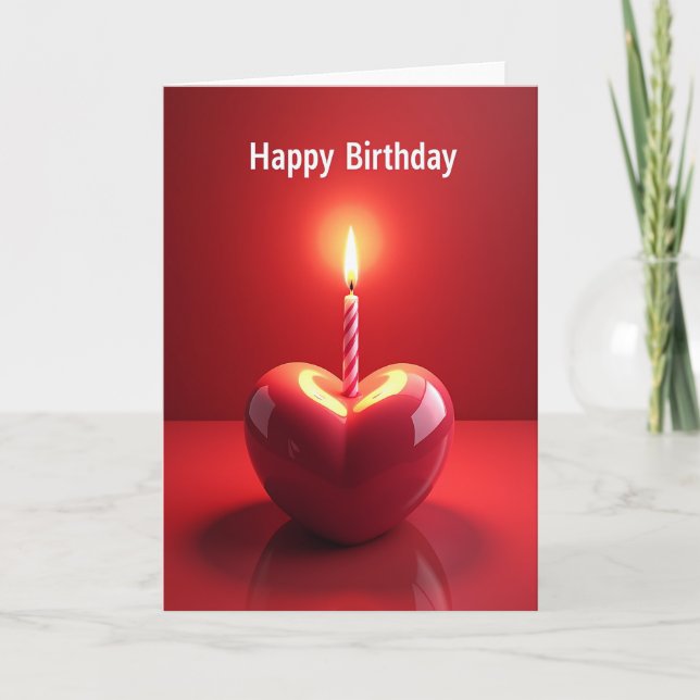 Cartão de Aniversário Vermelho Coração Doce (Frente)