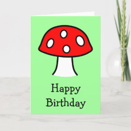 Cartão de aniversário vermelho do cogumelo