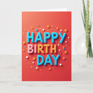 Cartão de Aniversário Vermelho Feliz