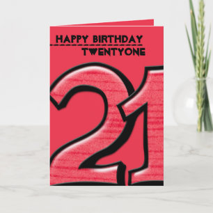 Cartão de Aniversário vermelho Número do bobo 21