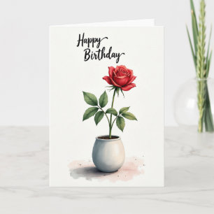 Cartão de Aniversário Vermelho Vibrante