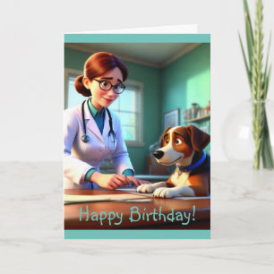 Cartão de Aniversário Veterinário para Mulheres