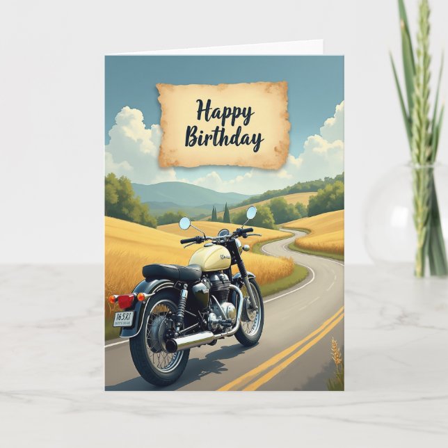 Cartão de Aniversário Viagem Retro (Frente)