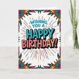 Cartão de Aniversário Vibrante de Arte Pop
