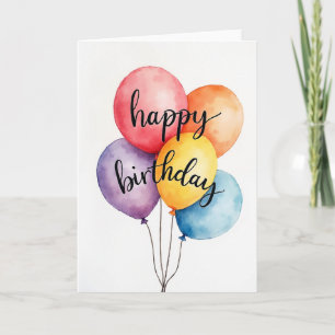 Cartão de Aniversário Vibrante em Aquarela