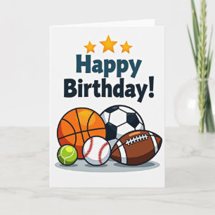 Cartão de Aniversário Vibrante Esportes