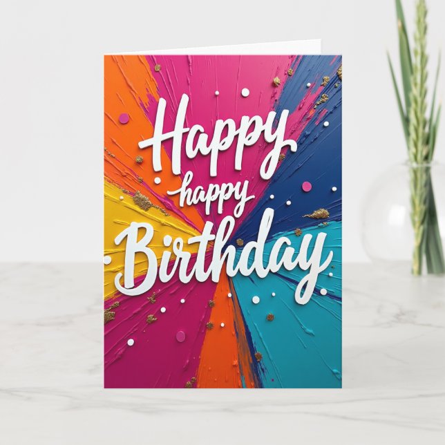 Cartão de Aniversário Vibrante Explosão (Frente)