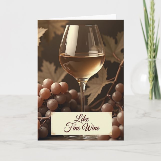 Cartão de Aniversário Vinho Dourado (Frente)