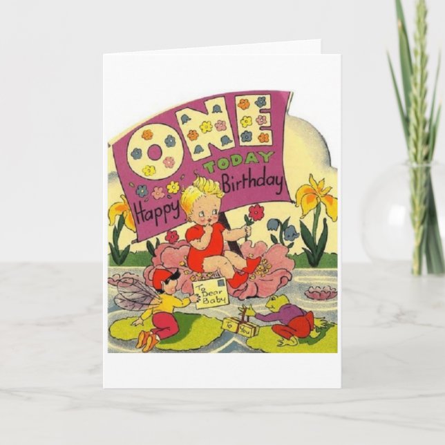 Cartão de Aniversário Vintage com 1 ano (Frente)