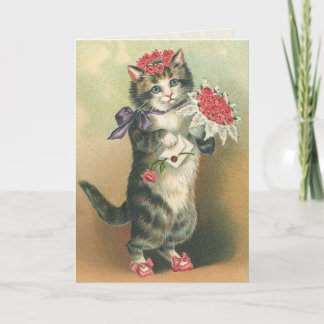 Cartão de Aniversário Vintage Kitten
