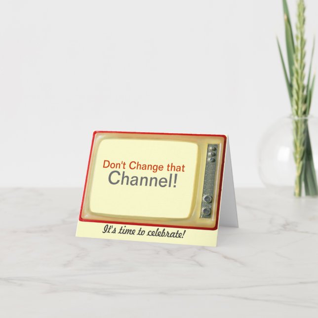 Cartão de Aniversário Vintage TV (Frente)