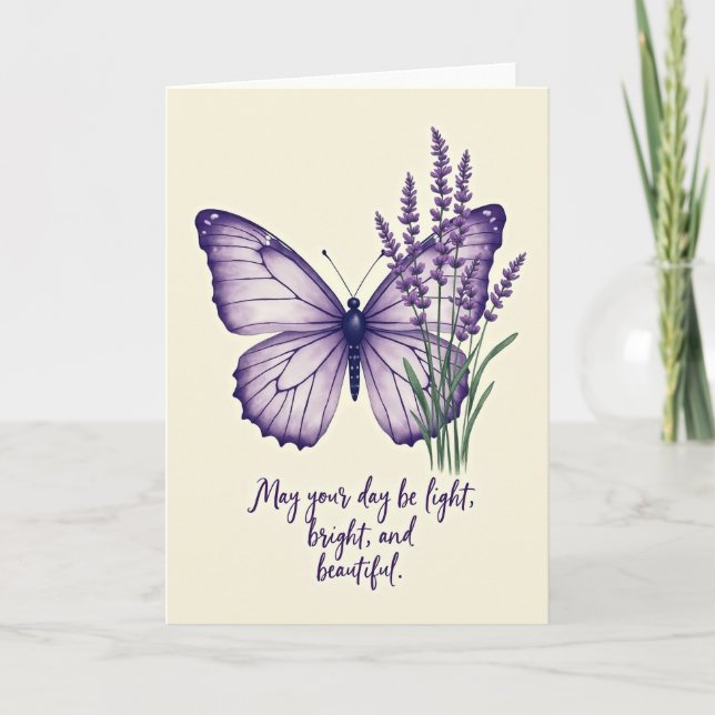 Cartão de Aniversário Violeta Asa Doce (Frente)