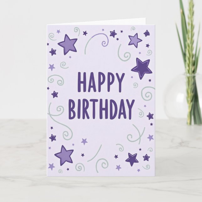 Cartão de Aniversário Violeta Celestial (Frente)