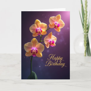 Cartão de Aniversário Violeta Florido Elegante