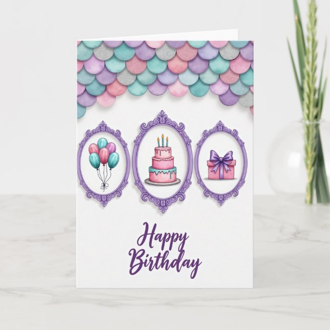 Cartão de Aniversário Violeta Real (Frente)