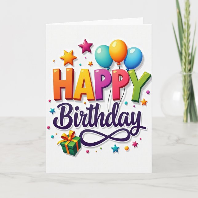 Cartão de Aniversário Vivid Block (Frente)
