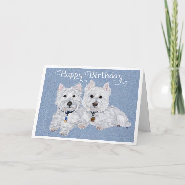 Cartão de Aniversário Westie (Frente)