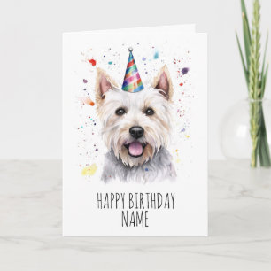Cartão de Aniversário Westie de Aquarela