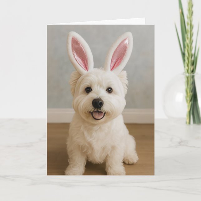 Cartão de Aniversário Westie Páscoa (Frente)