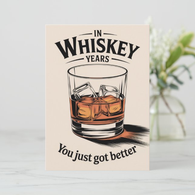 Cartão de aniversário Whiskey para o Pai (Em pé/Frente)