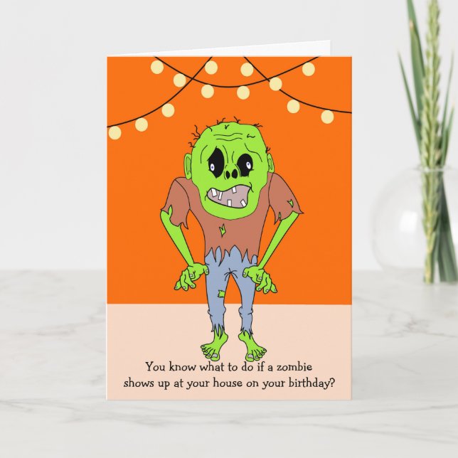 Cartão de aniversário Zombie engraçado para qualqu (Frente)
