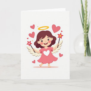 Cartão de Anjo com Coração Fofo